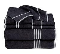 Lavish Home 8PC Towel Set - 575GSM 100% Cotton Bathroom Essentials with 2 Bath Towels, 2 Hand Towels, 2 Washcloths, and 2 Fingertip cloths- Absorbent Sheets for Bath, Gym, Dorm and Spa (Black)