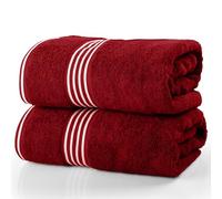 Lavish Home Bath Towels - 2PC 500GSM 100% Cotton Towel Set - 35x70in Extra Large Quick Drying Bath Towels - Absorbent Bath Sheets for Bathroom (Burgundy)