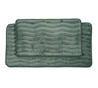Lavish Home Bathroom Rug Set- 2-Piece Memory Foam Bath Mats-Wavy Microfiber Top-Non-Slip Absorbent Runner for Shower, Tub, Sink, or Kitchen (Green)