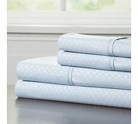 Lavish Home Brushed Microfiber Sheets Set- 4 Piece Hypoallergenic Bed Linens with Deep Pocket Fitted Sheet and Embossed Design (Blue, King)