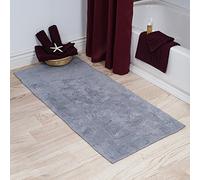 Lavish Home Cotton Bath Mat- Plush 100 Percent Cotton 24x60 Long Bathroom Runner- Reversible, Soft, Absorbent, and Machine Washable Rug (Silver)