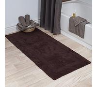 Lavish Home Cotton Bath Mat- Plush 100 Percent Cotton 24x60 Long Bathroom Runner- Reversible, Soft, Absorbent, and Machine Washable Rug (Chocolate)