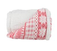 Lavish Home Fleece Sherpa Blanket Throw-Pink Snowflakes, Polyester, 50" x 60"