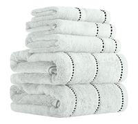 Lavish Home Luxury Cotton Towel Set- Quick Dry, Zero Twist and Soft 6 Piece Set With 2 Bath Towels, 2 Hand Towels and 2 Washcloths (Seafoam/Black)