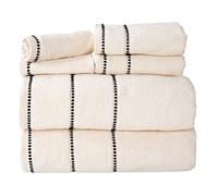 Lavish Home Luxury Cotton Towel Set- Quick Dry, Zero Twist and Soft 6 Piece Set With 2 Bath Towels, 2 Hand Towels and 2 Washcloths Bone/Black
