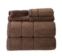 Lavish Home Luxury Cotton Towel Set- Quick Dry, Zero Twist and Soft 6 Piece Set With 2 Bath Towels, 2 Hand Towels and 2 Washcloths (Chocolate), 12" x 12"