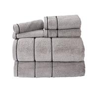 Lavish Home Luxury Cotton Towel Set- Quick Dry, Zero Twist and Soft 6 Piece Set With 2 Bath Towels, 2 Hand Towels and 2 Washcloths (Silver/Black)