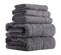 Lavish Home Luxury Cotton Towel Set- Quick Dry, Zero Twist and Soft 6 Piece Set With 2 Bath Towels, 2 Hand Towels and 2 Washcloths (Silver/Black)