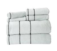 Lavish Home Luxury Cotton Towel Set- Quick Dry, Zero Twist and Soft 6 Piece Set With 2 Bath Towels, 2 Hand Towels and 2 Washcloths (Seafoam/Black)