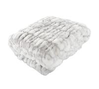 Lavish Home Oversized Ruched Faux Fur Blanket, 60x80-Inch Jacquard Faux Fur Queen-Size Throw for Beds and Sofas, Gray