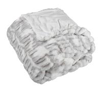 Lavish Home Oversized Ruched Faux Fur Blanket, 60x80-Inch Jacquard Faux Fur Queen-Size Throw for Beds and Sofas, Gray