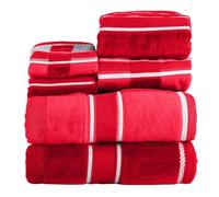 Lavish Home Red 100% Cotton Oakville Velour 6 Piece Towel Set