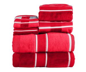 Lavish Home Red 100% Cotton Oakville Velour 6 Piece Towel Set