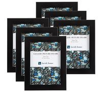 Lavish Home Set of 6 Picture Frames - 5x7 Photo Frame Set with Stand and Hooks for Gallery Wall or Family Portrait - Picture Wall Decor (Black)