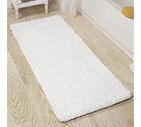 Lavish Home Shag Memory Foam Bath Mat - 58-Inch by 24-Inch Runner with Non-Slip Backing - Absorbent High-Pile Chenille Bathroom Rug (White)