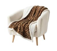 Lavish Home Sherpa Fleece Throw Blanket - 50x60-Inch Machine-Washable Reversible Throw - Fluffy Blankets for Couch, Chair, or Bed (Leopard)
