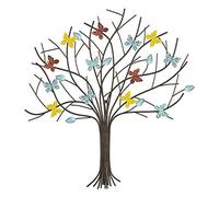 Lavish Home Tree of Life Metal Wall Art Hand Painted 3D Butterflies/Leaves for Modern Farmhouse Rustic Home or Office Decor, (L) 25" x (W) 0.5" x (H) 23"
