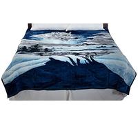 Lavish Home Wolf Blanket - 74x91-inch Printed Winter Wolf Blanket - Plush Thick 7.5lb Faux Mink Queen Throw Blanket for Couch, Sofa, or Bed