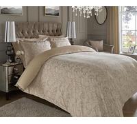 Lavish Label 600 Thread Count Floral Jacquard Duvet Set (200 x 200 CM) with 2 Oxford pillowcases (45 x 75 CM) | Cotton Rich Soft & Comfortable Bedding Set (Natural, Double)