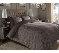 Lavish Label 600 Thread Count Floral Jacquard Duvet Set (200 x 200 CM) with 2 Oxford pillowcases (45 x 75 CM) | Cotton Rich Soft & Comfortable Bedding Set (Brown, Double)