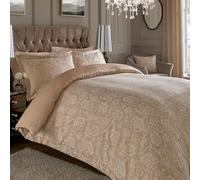 Lavish Label Jacquard Duvet Cover Set - 600 Thread Count Cotton Rich Bedding, Soft & Durable - Includes 2 Oxford Pillowcases - 45x75cm (Natural, Double - 200x200cm)