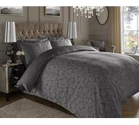 Lavish Label Luxurious Jacquard 600 Thread Count Duvet Cover Set (200 x 200 CM) with 2 Oxford pillowcases (48 x 75 CM) | Cotton Rich Soft & Comfortable Bedding Set (Dark Grey, Double)