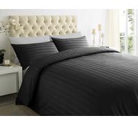 Lavish Label Luxury 400 Thread Count Duvet Cover Set (135 x 200 CM) with pillowcases (48 x 75 CM) | 100% Egyptian Cotton Soft & Comfortable Satin Stripe Bedding Set (Black, Single)