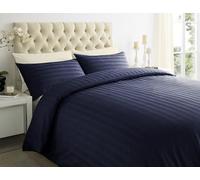 Lavish Label Luxury 400 Thread Count Duvet Cover Set (135 x 200 CM) with pillowcases (48 x 75 CM) | 100% Egyptian Cotton Soft & Comfortable Satin Stripe Bedding Set (Navy Blue, Single)