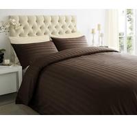 Lavish Label Luxury 400 Thread Count Duvet Cover Set (135 x 200 CM) with pillowcases (48 x 75 CM) | 100% Egyptian Cotton Soft & Comfortable Satin Stripe Bedding Set (Brown, Single)