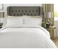 Lavish Label Luxury 400 Thread Count Duvet Cover Set (135 x 200 CM) with pillowcases (50 x 75 CM) | 100% Cotton Soft & Comfortable Satin Stripe Check Bedding Set (White, Single)