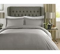 Lavish Label Luxury 400 Thread Count Duvet Cover Set (200 x 200 CM) with 2 pillowcases (50 x 75 CM) | 100% Cotton Soft & Comfortable Satin Stripe Check Bedding Set (Silver Grey, Double)