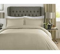 Lavish Label Luxury 400 Thread Count Duvet Cover Set (230 x 220 CM) with 2 pillowcases (50 x 75 CM) | 100% Cotton Soft & Comfortable Satin Stripe Check Bedding Set (Latte, King)