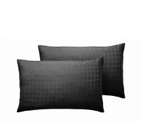 Lavish Label Luxury Duvet Quilt Cover Set - 100% Cotton Sateen Satin Stripe Check Bedding Set (Black, Housewife Pillowcase)