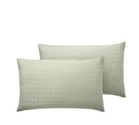 Lavish Label Luxury Duvet Quilt Cover Set - 100% Cotton Sateen Satin Stripe Check Bedding Set (Green, Housewife Pillowcase)