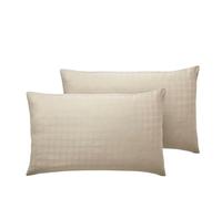 Lavish Label Luxury Duvet Quilt Cover Set - 100% Cotton Sateen Satin Stripe Check Bedding Set (Latte, Housewife Pillowcase)