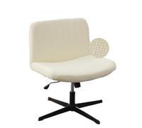 LavishCover Exquisite, Waterproof and Elastic Criss Cross chair Cover for Armless Desk and Mid Back Wide Seat Nail Salon Accent Chair, Cream, T-type