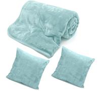 LavishFashionTown Faux Fur Mink Fleece Throw for Sofa Bed Soft Warm Blanket Snugly Cosy Throw Blankets Luxurious Blankets Throws with Matching Cushion Cover (Duck Egg, King 200X240 CM)