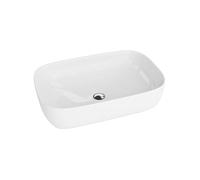 LAVITA Alava countertop washbasin Rectangular Sink Without Overflow and tap Hole Ceramic countertop Basin Modern Bathroom Sink 60 x 38.5 x 14.5 cm, White Gloss