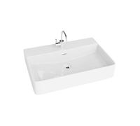 LAVITA Altaya countertop washbasin Rectangular Sink with Overflow and tap Hole Ceramic countertop Basin Modern Bathroom Sink 61 x 42 x 12.5 cm, White Gloss