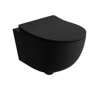LAVITA Brava Black Wall-Hung Rimless Toilet Bowl WC Pan with Soft-Close Seat and Metal Hinges 360 x 480 x 375 mm Matte Black