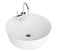 LAVITA Caribe countertop washbasin Round Sink Without Overflow and with tap Hole Ceramic countertop Basin Modern Bathroom Sink 43.5x43.5x13 cm, White