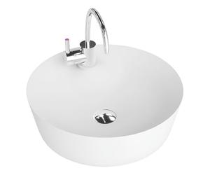 LAVITA Caribe countertop washbasin Round Sink Without Overflow and with tap Hole Ceramic countertop Basin Modern Bathroom Sink 43.5x43.5x13 cm, White