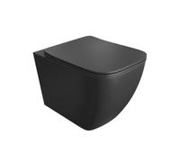 lavita Lago Black Wall-Hung Rimless Toilet Bowl WC Pan with Soft-Close Seat and Metal Hinges 340 x 485 x 370 mm Matte Black