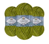 LaVita Velur Chenille Yarn - Soft Chunky Polyester Yarn for Knitting & Crochet, 10.5 oz (300g), 394 Yards, Anti-Pilling, for Blankets, Amigurumi & Baby Projects, 3 Pack