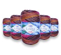 LaVita Yarn Batik Hand Knitting Yarn, Wool 5-Pieces Pack, 100% Acrylic Yarn, 1 Ball 100 gr, 170 mt (DG12-Lotus)