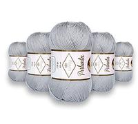 LaVita Yarn PIRLANTA DK Yarn Hand Knitting Yarn, 5-Pieces Pack, 100% Micro Acrylic Sports Yarn, 1 Ball 100gr, 225 mtyds (2771-Light Grey)