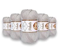 LaVita Yarn PIRLANTA DK Yarn Hand Knitting Yarn, 5-Pieces Pack, 100% Micro Acrylic Sports Yarn, 1 Ball 100gr, 225 mtyds (0051-Powder)
