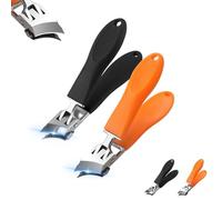Lavito Nail Clipper, Caurat Slanted Nail Clippers, Wide Jaw Opening Anti-Splash Slanted Nail Clipper, Portable Ultra Sharp Nail Clippers, for Thick Toenails and Fingernails(Black+Orange)