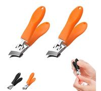 Lavito Nail Clipper, Lavito Toenail Clipper, Wide Jaw Opening Anti-Splash Slanted Nail Clipper, Slanted Nail Clippers, Ultra Sharp Large Slanted Stainless Steel Toe Nails (Orange 2PCS)