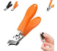 Lavito Nail Clipper, Lavito Toenail Clipper, Wide Jaw Opening Anti-Splash Slanted Nail Clipper, Slanted Nail Clippers, Ultra Sharp Large Slanted Stainless Steel Toe Nails (Orange)